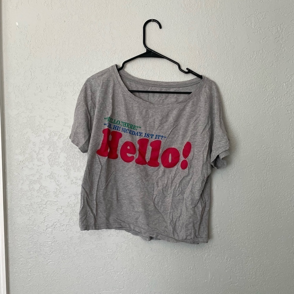 Off the shoulder gray tee